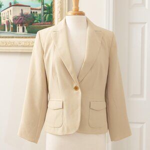 Creamy Yellow One Button Lined Blazer Jacket